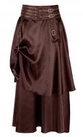 Longue jupe marron steampunk en satin avec sangles et 2 niveaux
