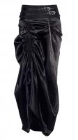 Longue jupe noires gothique steampunk, ceinture motif vintage, chaines