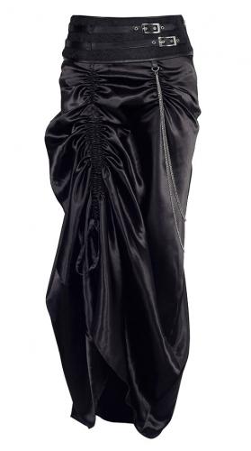 PARIS ALTERNATIF Longue jupe noires gothique steampunk, ceinture motif vintage, chaines