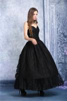 PARIS ALTERNATIF DW044 Robe longue noire dentelle bretelles couches froufrous dos lolita gothique