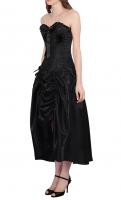 PARIS ALTERNATIF Robe corset satin noir lgante gothique chic, fourfrou, jupe plisse, robe de soire 275