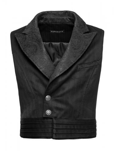 PARIS ALTERNATIF Y-743BK-ST Black sleeveless man jacket, elegant gothic aristocrat vampire, Punk Rave