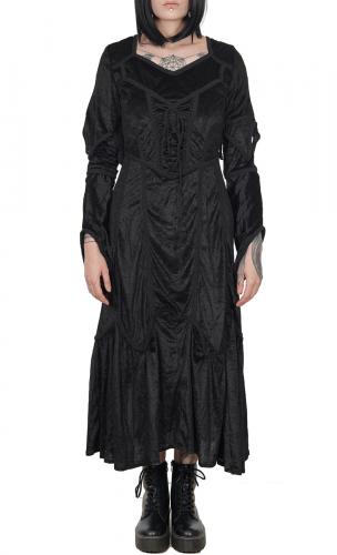 PARIS ALTERNATIF Longue robe gothique mdival en velours noir, bordures brodes et laage