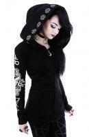 PARIS ALTERNATIF RITUAL HOODIE Sweat veste noire  grande capuche avec motifs sataniques, gothique occulte witch restyle