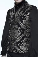 PARIS ALTERNATIF WT01302 Veste homme sans manches noire avec motifs baroques argents brods, chic aristocrate