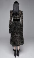 PARIS ALTERNATIF SKT09801 Robe noire  jabot transparente, motifs en velours floqu, gothique lgant