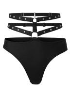 Culotte noir satin avec sangles harnais  clous taille haute, KILLSTAR, glam rock fetish