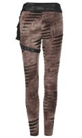 PARIS ALTERNATIF K-421CO WK-421DDF-CO Pantalon marron trou avec ceinture, sangles et poches noirs, steampunk, Punk Rave