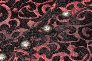 PARIS ALTERNATIF Y-1244BK-RD WY-1244MJM Veston aristocrate noir motifs arabesque rouge, boutons et poches, Punk Rave