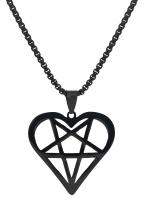 Black inverted pentacle heart necklace, occult goth witch nugoth witchcraft