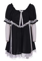 PARIS ALTERNATIF Robe noire courte  haut bouffant, dentelle et noeuds blancs, lolita