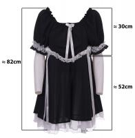 PARIS ALTERNATIF Robe noire courte  haut bouffant, dentelle et noeuds blancs, lolita
