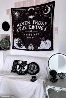 PARIS ALTERNATIF Trust Issues Tapestry Tapisserie murale noire 150cm, Never Trust The Living Killstar, gothique occulte