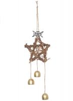 PARIS ALTERNATIF Carillon suspension pentagramme en bois, dcoration protection witchy occulte