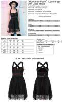 PARIS ALTERNATIF PQ-728BK OPQ-728LQF Black lace covered strappy dress, cute casual gothic Size Chart