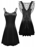 Robe noire mignonne  bretelles et ailes d'anges, nugoth goth Darkinlove
