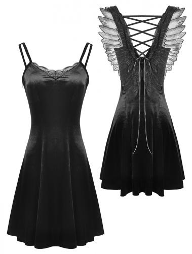 PARIS ALTERNATIF DW562 Robe noire mignonne  bretelles et ailes d\'anges, nugoth goth Darkinlove