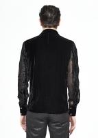 PARIS ALTERNATIF SHT063 Chemise noire  velours et rayures transparentes, gothique rock devil fashion