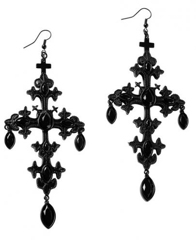 PARIS ALTERNATIF Crossed Desire Earrings [B] Boucles d\'oreilles Crossed Desire Killstar, croix noire goth