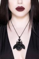 Collier noir insecte avec crne et pierres noires Killstar goth occulte