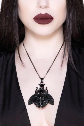 PARIS ALTERNATIF INSECTA MORTE NECKLACE [B] Collier noir insecte avec crne et pierres noires Killstar goth occulte
