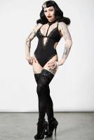 PARIS ALTERNATIF LORELEI BODYSUIT Body noir Lorelei avec ras de cou et bodure en dentelle, KILLSTAR, goth sexy