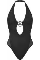 Dark Lyfe Black Swimsuit with silver pentacle, KILLSTAR, gothic rock metalhead