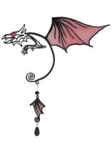Dragon black and red ear cuff, fantasy ear jewelry