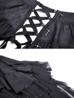 PARIS ALTERNATIF KW218 Jupe ou sur-jupe noire  lambeaux et volants de tissu, goth rock, Darkinlove