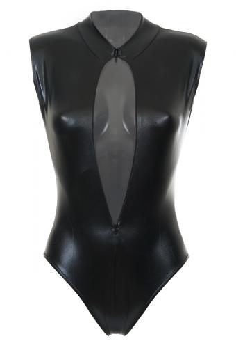 PARIS ALTERNATIF Body maillot de bain noir faux cuir  fermeture, sexy fetish goth cosplay