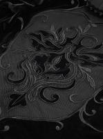 PARIS ALTERNATIF ETT022 Haut en velours noir, manches vases, buste en rsille transparente brode, lgant goth