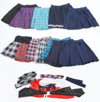 Set of 11 schoolgirl goth nugoth pleated skirts Korean Japanese fashion, blue, black