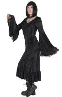 PARIS ALTERNATIF Longue robe en velours noir avec laages et manches doubles vases