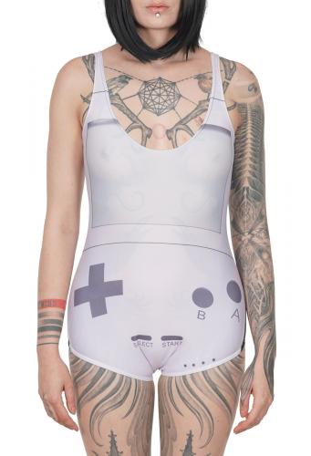 PARIS ALTERNATIF Body gris gameboy gamer geek retro maillot de bain tankinis petites manches