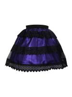 PARIS ALTERNATIF Jupe courte violette en satin et dentelle noire, gothique