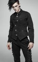 PARIS ALTERNATIF WY-994MJM-BK Men\'s Black Lightly striped Sleeveless Jacket, Elegant Gothic Aristocrat, Punk Rave