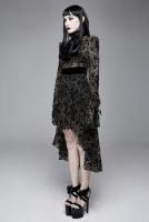 PARIS ALTERNATIF SKT09801 Black dress with jabot and transparent flocked velvet patterns, elegant Gothic