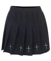 Short black pleated skirt w...