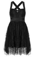 Black lace covered strappy dress, cute casual gothic