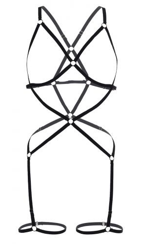 PARIS ALTERNATIF Black body harness with silver o-ring, gothic rock fetish lingerie