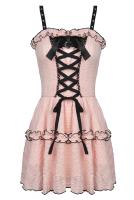 Pink cute dress with black lace-up and moon, kawaii rock, Darkinlove