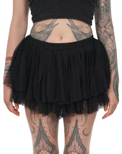 PARIS ALTERNATIF Short black tulle mesh skirt, kawaii goth overskirt
